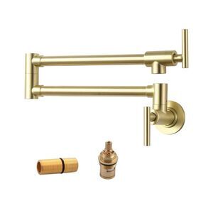 NEW Havin Gold Brass Pot Filler Wall Mount Commercial Faucet Swing Arm